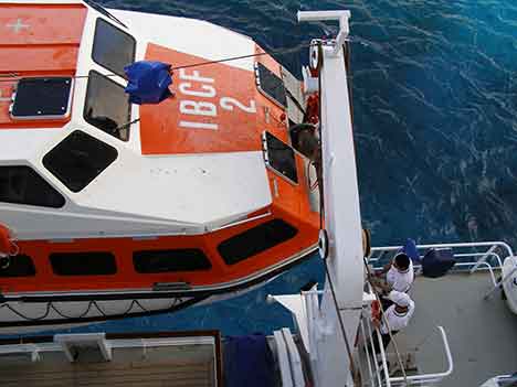 lifeboats and liferafts ona cruise ship
