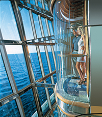 glass elevator on the Radiance of the Seas - Royal Caribbean